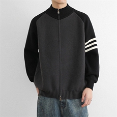 网图高品质84888-P70撞色毛线衫男秋冬潮流宽松针织开衫外套，男装针织衫/毛衣，电商D310B