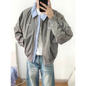 网图有货 美式复古假两件翻领棒球服夹克外套男女 A854-P55图片