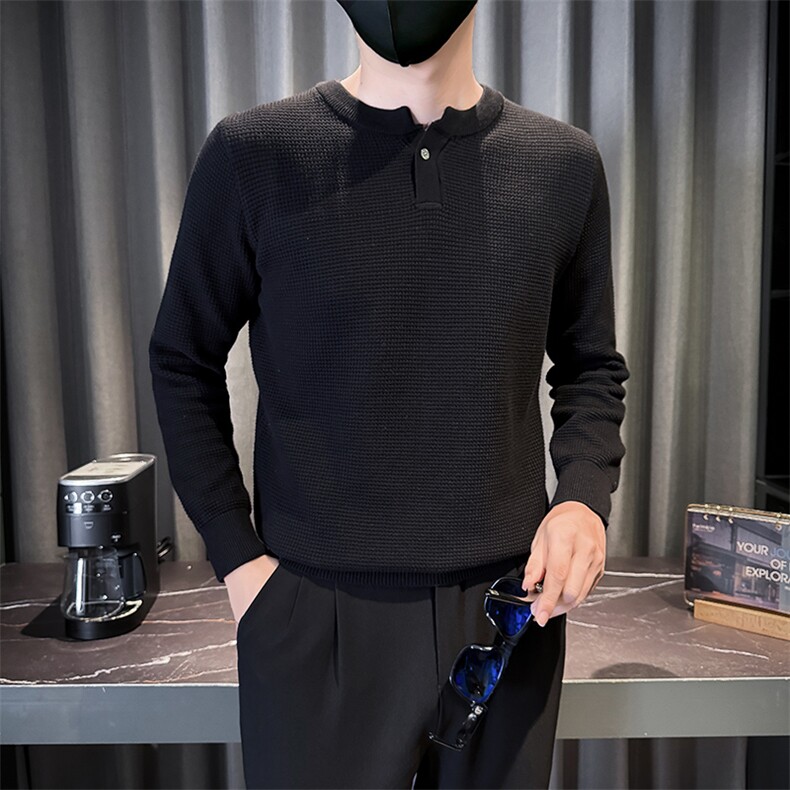 E41080-M-3XL-P88秋季打底男士休闲针织纯色百搭套头修身毛衣男,男装T恤,电商B255