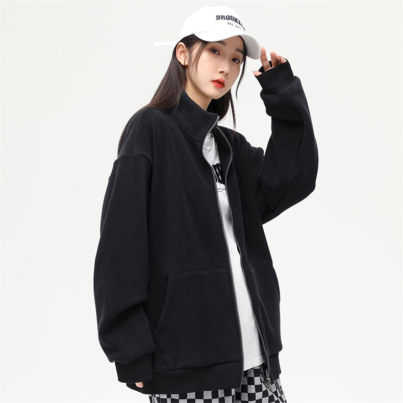 奥粒绒外套基础纯色休闲百搭开衫立领卫衣男女同款EY-3662-P85,女装短外套,电商B306