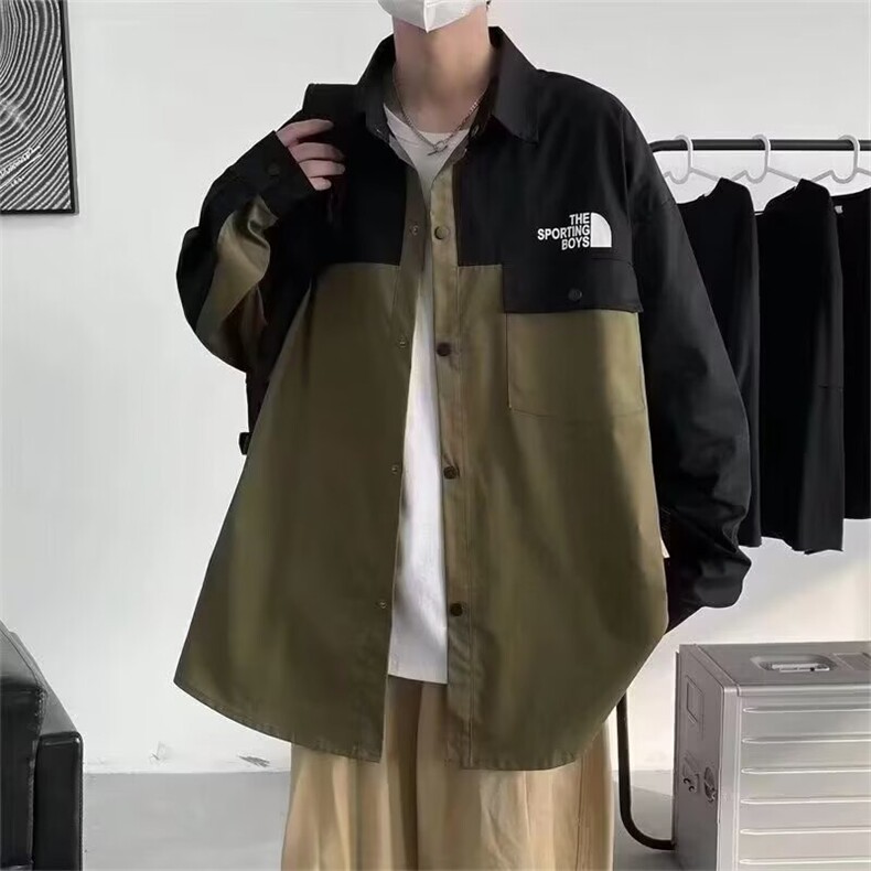 2025潮流新款高质量拼接衬衫时尚ins气质原宿慵懒简约文艺百搭,男装衬衫,星座1210-1