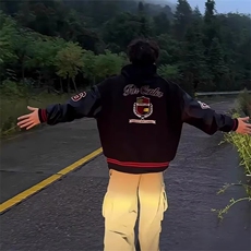 美式刺绣飞行夹克外套男款春款潮牌欧美高街宽松棒球服W6478-P68，男装夹克，星座412-1