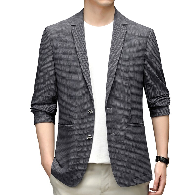 单排扣春季中老年2023年翻领上衣口袋长袖时尚西服SL2178,男装西服,钱塘6003（原4033）