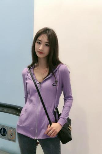 W7702春季新款时尚连帽卫衣外套,女装卫衣/绒衫,L·H·X