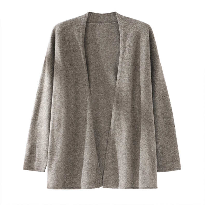 2025年秋季新款百搭女士无扣开衫，女装针织衫/毛衣，锦驼羊绒
