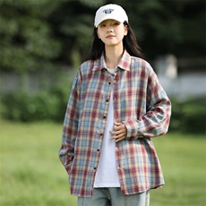 25年春季格子衬衫长袖大码宽松落肩现货DS-C323-1-2381-特批30，男装衬衫，电商C323-1