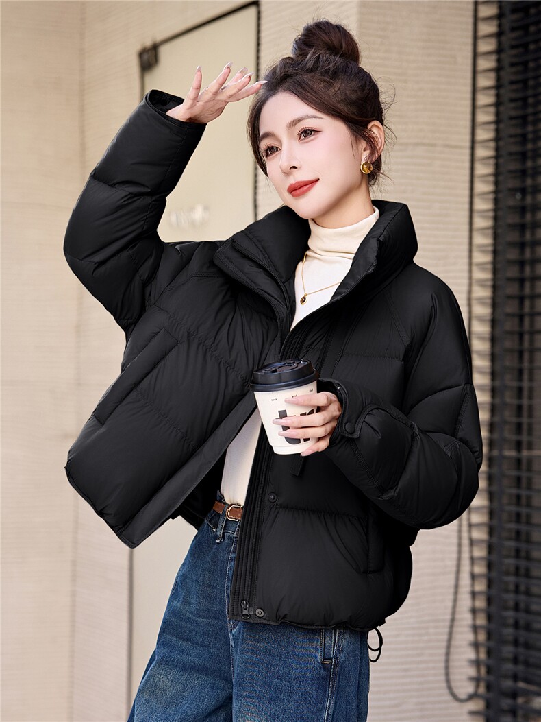 DLM8657短款立领羽绒服女冬装韩版宽松90白鸭绒厚外套面包服A版,女装羽绒服,朵莱米