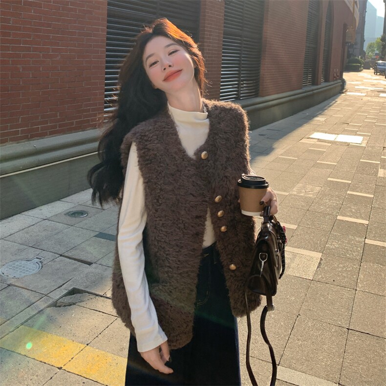 当季新款韩系皮毛一体马甲2C229-86302-P185-K265,女装马甲,2C229