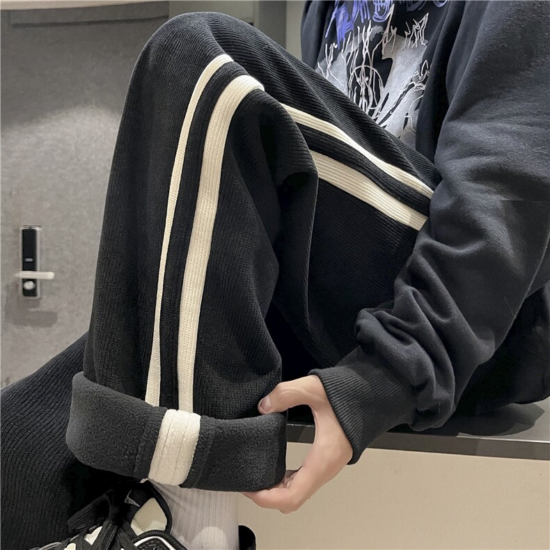23秋冬休闲裤男女宽松织带坠感kk338p55加绒60,男装休闲裤,星座712