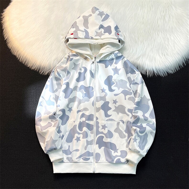 美式高鲨鱼拉链刺绣卫衣男女同款情侣春秋薄款hiphop原创连,男装卫衣,星座505-2（原电商A260-1)