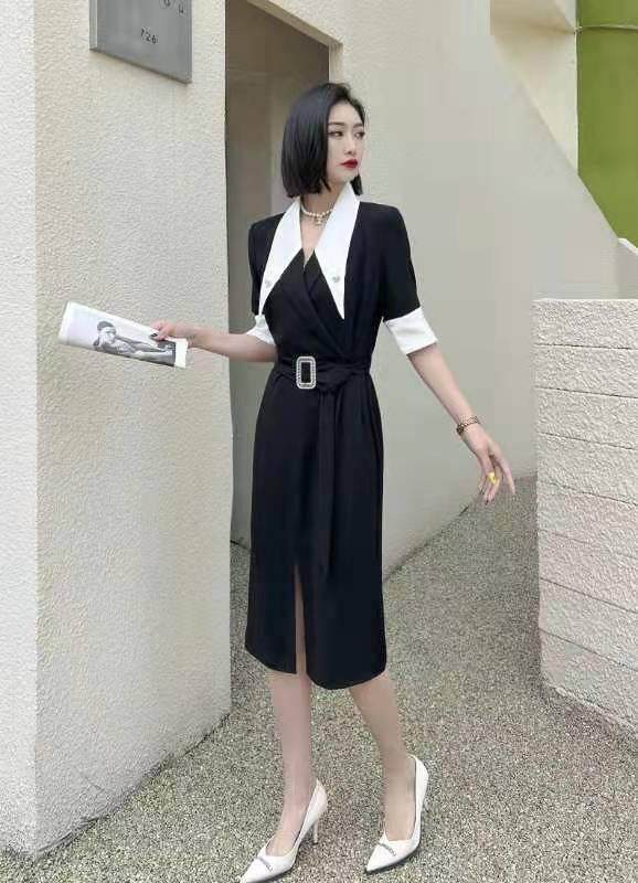 撞色连衣裙，女装连衣裙，迪蔓君翔