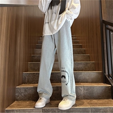 k1053-p45-控68M-5XL港风高阶黄泥黑暗宽松牛仔裤，男装牛仔裤，星座116