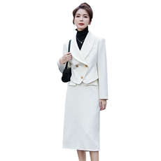 复古气质小香风西装外套半裙套装女韩系高级感秋冬通勤两件套，女装套装/套裙，时尚俏佳人