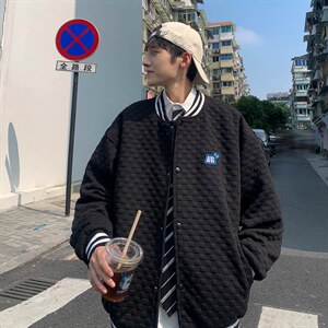 华夫格棒球服2023春秋季韩版宽松字母百搭潮流夹克 W5437-P52图片