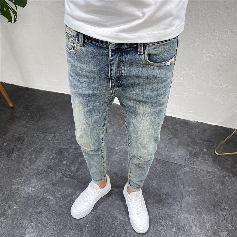 2024春秋季新款蓝色男士牛仔裤修身百搭小脚裤D311G2235P85，男装牛仔裤，电商D311