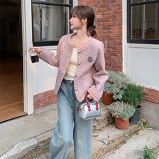 法式气质小香风短款外套女2025春秋季新款韩系显瘦圆领上衣，女装短外套，浪娴服饰