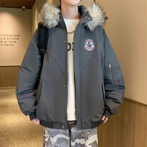 冬季宽松/连帽大毛领休闲外套潮加厚棉衣XZ102B-1M2592-P90图片