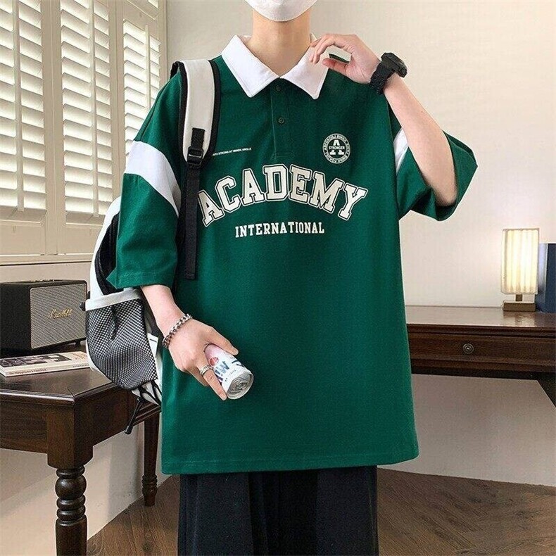 84068-P40衫男短袖夏季简约潮流百搭t恤上衣服宽松学院风,男装T恤,电商D310B