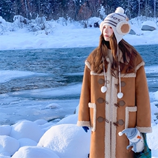 现货好数据25年冬装新款时髦保暖皮毛一体女182A-8592P265K399，女装皮草，浙宝182A