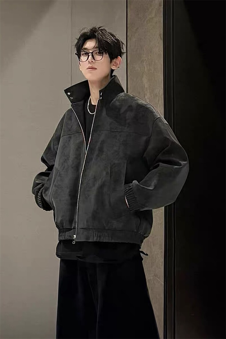 网图慎用复古立领皮衣夹克宽松情侣外套男春XZ514-2-JK098-特P65,男装夹克,星座514-2(原B239)