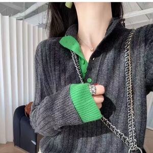2025年秋季时尚百搭通勤简约休闲拼色假两件图片