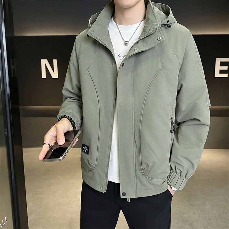 连帽长袖美式常规简约工艺夹克休闲外套百搭夹克S8614-P90图片