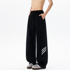 8XL-M重磅条纹运动卫裤特大码阔腿直筒长裤三条杠休闲裤KZ1946P55，男装休闲裤，电商B238