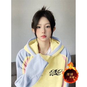 抖音得物供货 提供视频秋冬重磅美式宽松接拼连帽卫衣32168图片