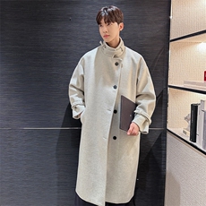 高级感灰色毛呢大衣男秋季加厚中长款韩系风衣克呢子外套FY115，男装风衣，星座903-1