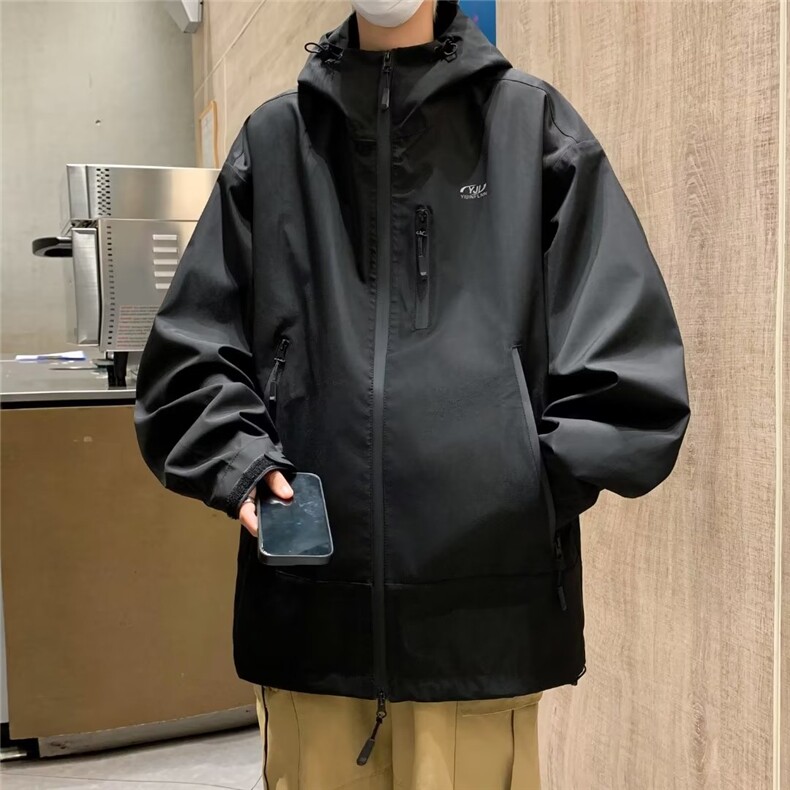 美式冲锋衣夹克男韩版潮流连帽帅气2024冬季新款ins外套W5421-P60,男装夹克,星座412-2