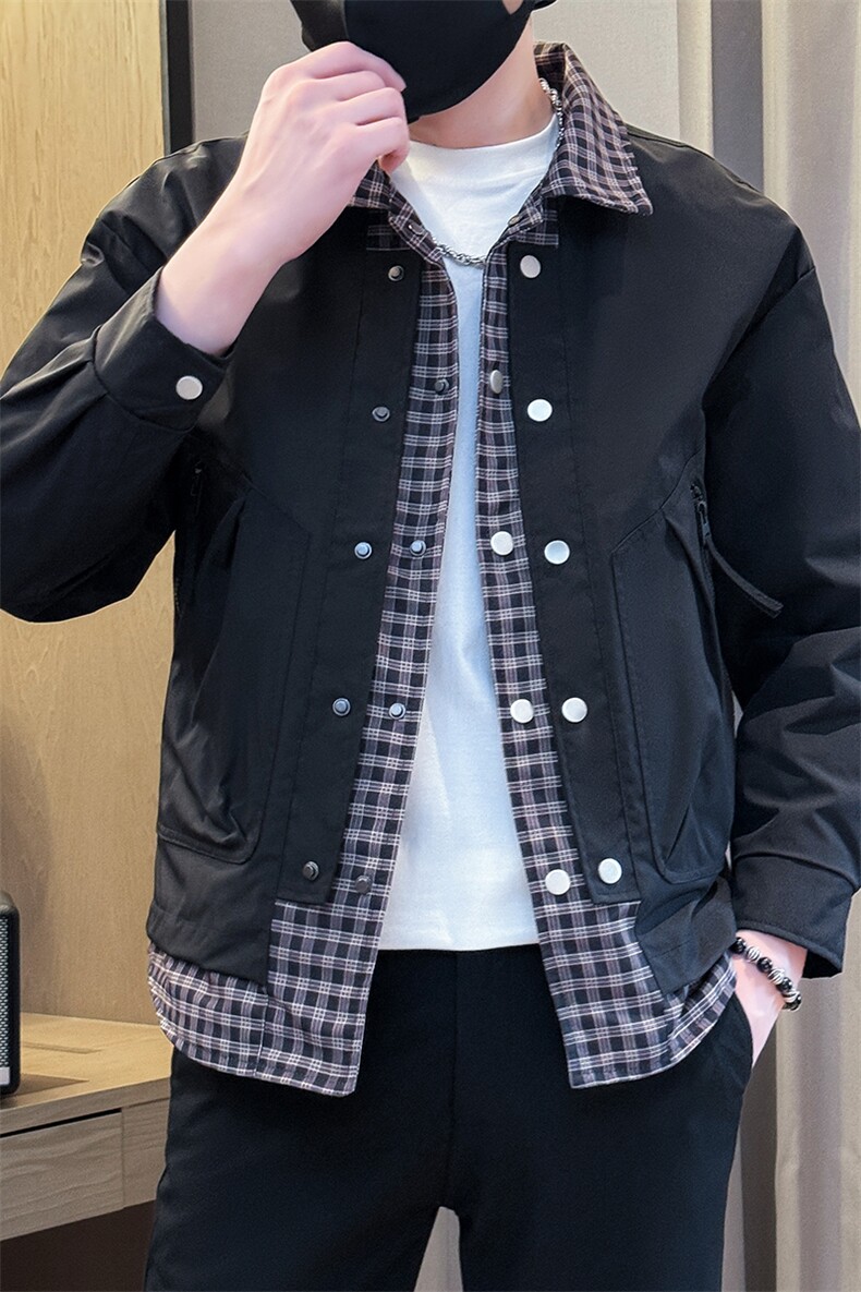 秋冬假二件夹克男时尚店主小伙风潮潮流男外套TZ2582P78控128,男装夹克,星座301B-1