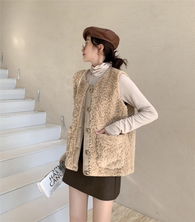 皮毛一体马甲，女装马甲，吉之红