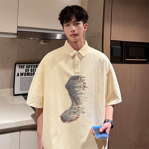 可设48小时支持抖音得物来样二开 网眼透气翻领t恤美式短袖POLO衫图片
