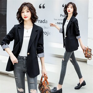 薄款一粒扣纯色时尚气质职业装韩版简约西装2024,女装西装,一安秀