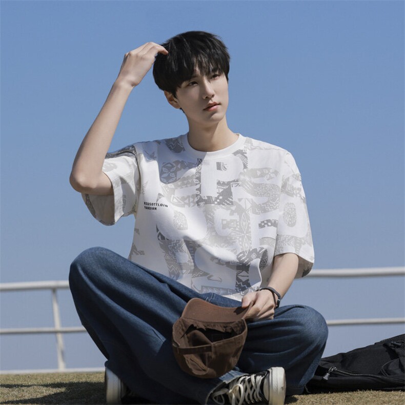 7A抗菌夏季大码潮流时尚动漫印花男士短袖,男装T恤,星座1107-1