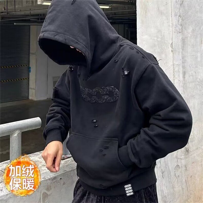 1506/QSJA1930/P61卫衣男连帽春秋季ins港风宽松潮牌字母印花百搭,男装卫衣,星座1506