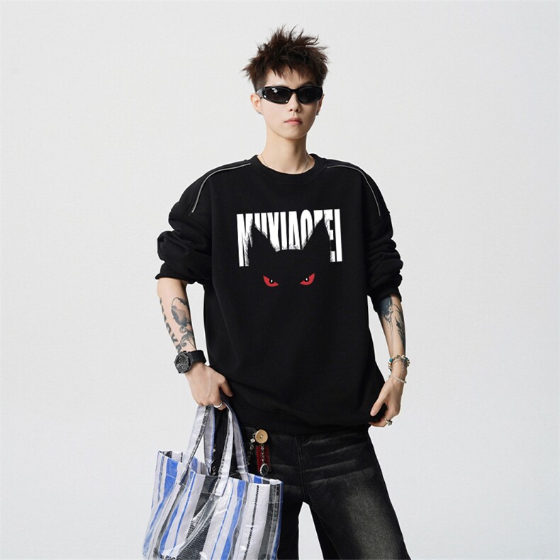 得物供货、重磅420克现货圆领卫衣宽松HD019-1-WY2535LL-P35,男装卫衣,电商019-1