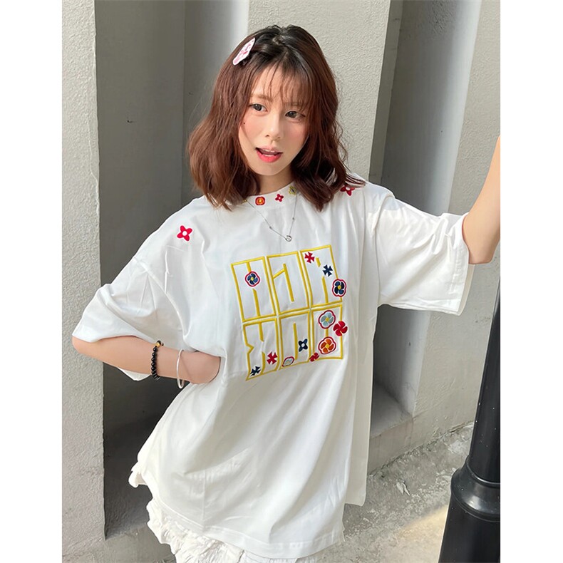 万针全刺绣工艺抖音得物高品质260克重磅纯棉双纱美式高街短袖T恤,男装T恤,电商A486-1
