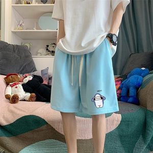 HD74167-P22 华夫格短裤男大码宽松五分裤男直筒中裤图片