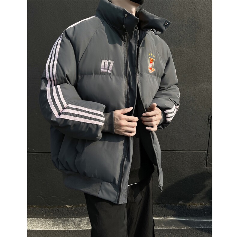 冬装新品 港风织带棉服 刺绣logo棉衣休闲加厚外套男 G1105 P118图片