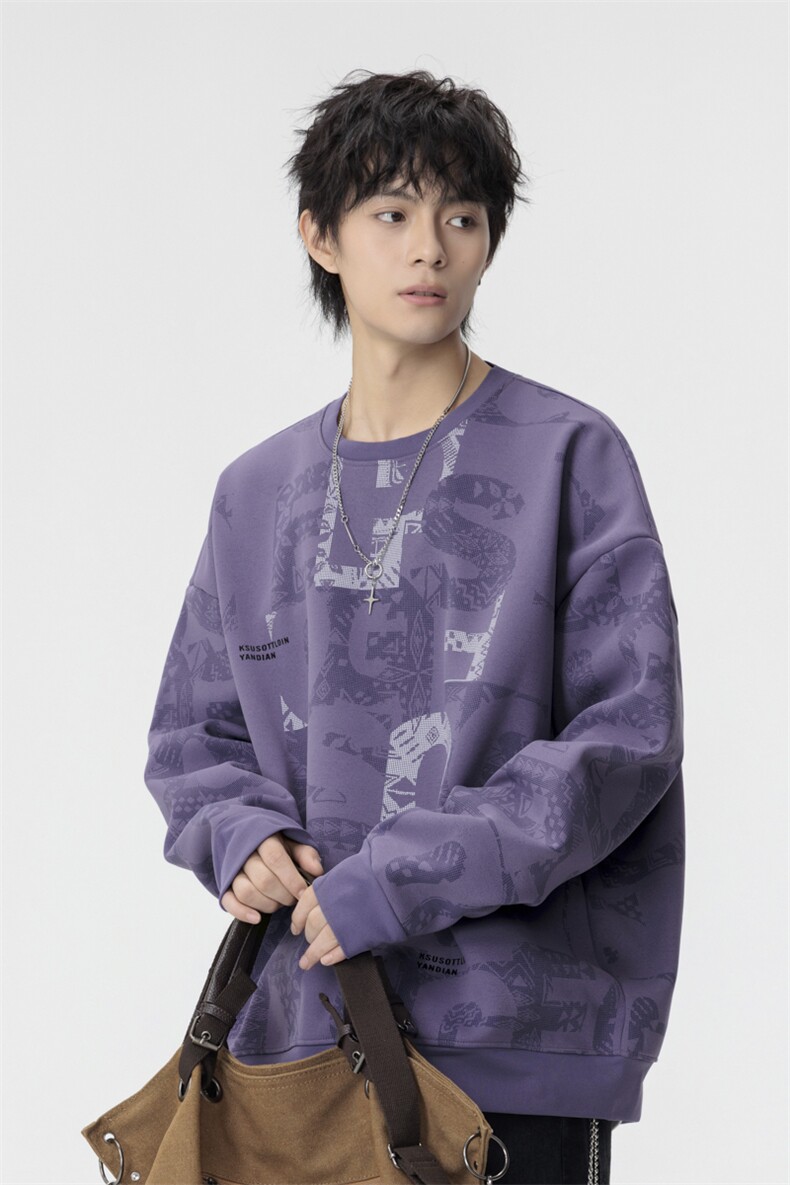 大码卫衣春秋潮流印花卫衣男宽松休闲W9906,男装卫衣,星座1107-1