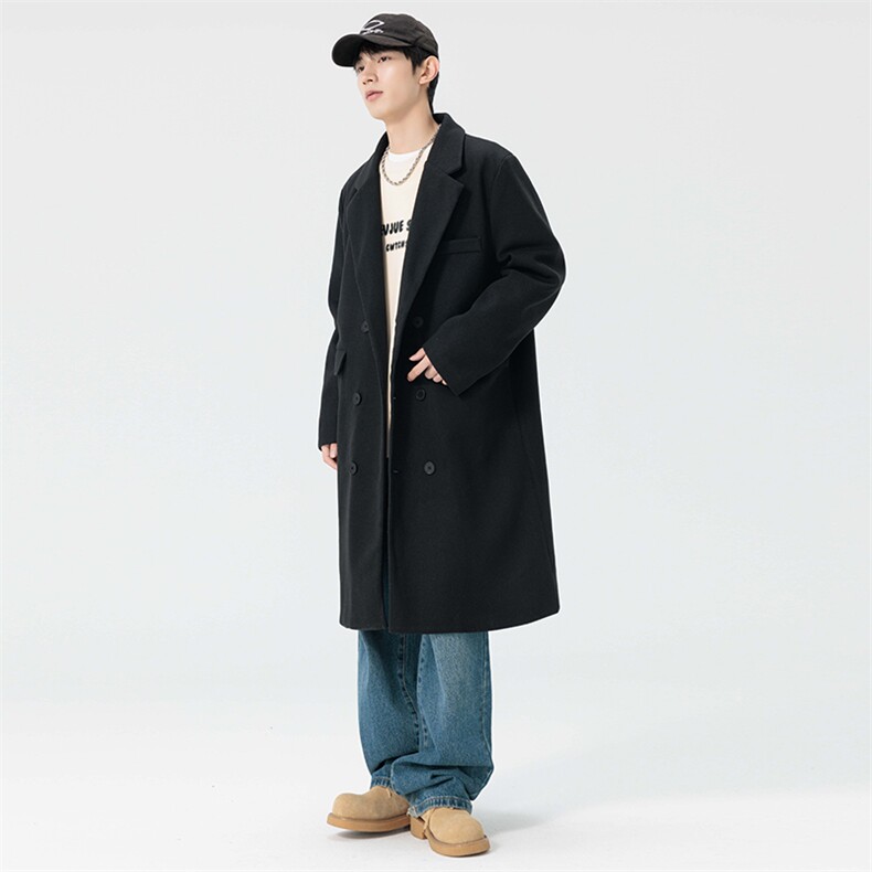 中长款毛呢大衣男加棉加厚外套高级感风衣JK0252-P98加棉110,男装风衣,星座308B-2