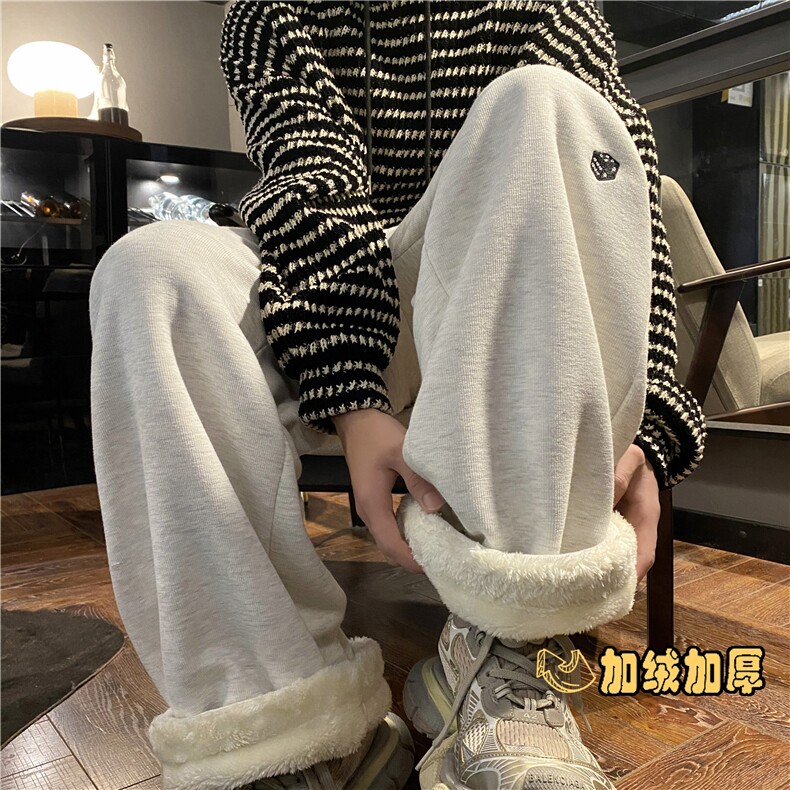 2025冬季加绒保暖潮流骰子刺绣宽松休闲卫裤B315-K873JR-p65控88图片