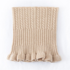 2025年秋季新款木耳边扭花针织羊绒脖套时尚休闲通勤百搭，围巾，天宇悦翔羊绒