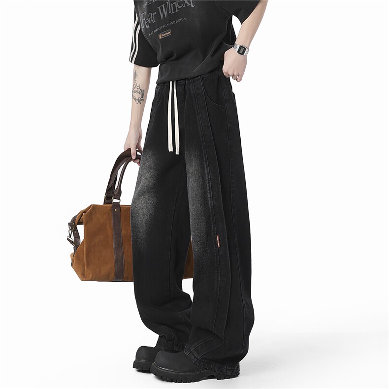 牛仔裤美式复古vibe设计感潮流宽松直筒休闲长裤K807-P55-控88，男装牛仔裤，电商D309