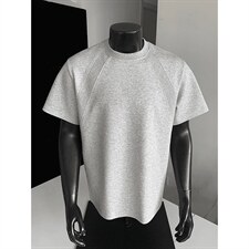 抖音得物高品质二开270G重磅美式高街曼巴棉螺纹拼接短袖T恤，男装T恤，电商A486