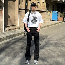 潮高街裤子潮ins拉链直筒裤修身牛仔裤男裤脚NZ789，男装牛仔裤，星座1116A-1（原606A）