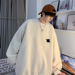 抖音品质华夫格春季宽松休闲上衣小猫印花卫衣JK23377特批25-控48图片