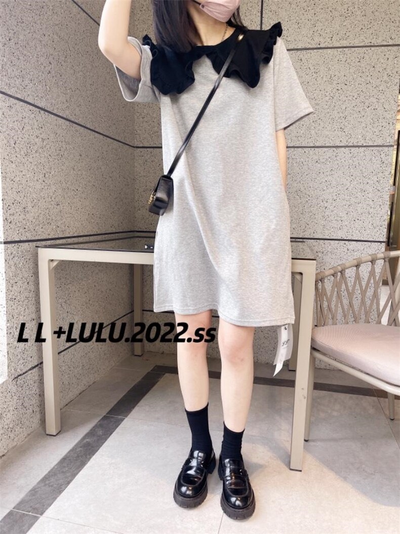 花边领连衣裙，女装连衣裙，LL+