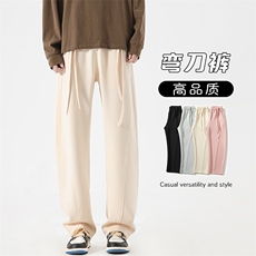 2026春季新款高品质糯米裤男百搭弯刀裤拖地长裤K1180-特P50控88，男装休闲裤，电商A001